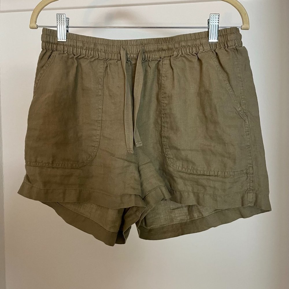 Quince 100% European Linen Shorts in Washed Olive